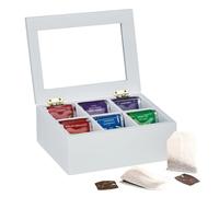 COFANETTO SCATOLA PORTA BUSTINE THE CAMOMILLA TISANE BIANCO 23x17x7,5cm -588C