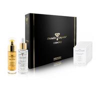 Cofanetto Scintillante (BOX11) 1 Maschera viso con oro colloidale e Acido Ialuronico + 1 Olio viso con Argento e oli essenziali - in omaggio set di campioncini - Regalo di Natale, Compleanno, Laurea