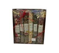 Cofanetto spaghettate e erbe aromatiche - Confezione regalo composta da varie spaghettata all'arrabbiata, alla bolognese, all'aglio e peperoncino, tartufata e erbe aromatiche per carne e pesce.
