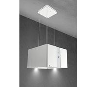 Cofano ad isola GURARI GCH I 331 45 WH PRIME, cofano ad isola a ricircolo 45 cm, cofano a soffitto, 1000m³/h, bianco, vetro bianco, 4 livelli, display, illuminazione LED