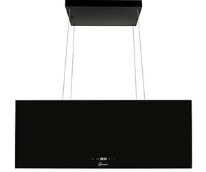 Cofano ad isola GURARI GCH I 333 90 BL Prime, cofano ad isola a ricircolo 90cm, cofano a soffitto, 1000m³/h, vetro nero, 4 livelli, display, illuminazione LED