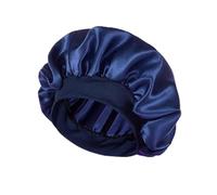 Cofano da donna in raso di seta solido cappello a tesa larga Cura dei capelli Cuffia da doccia for il sonno Fascia elastica morbida Copricapo Bagno Salone di bellezza Sauna (Color : Navy Blue, Size