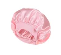 Cofano da donna in raso di seta solido cappello a tesa larga Cura dei capelli Cuffia da doccia for il sonno Fascia elastica morbida Copricapo Bagno Salone di bellezza Sauna (Color : Pink, Size : 58-