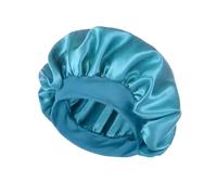 Cofano da donna in raso di seta solido cappello a tesa larga Cura dei capelli Cuffia da doccia for il sonno Fascia elastica morbida Copricapo Bagno Salone di bellezza Sauna (Color : Baby Blue, Size