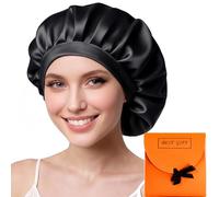 Cofano di Seta Riutilizzabili, Fascia Elastica Regolabile Cappa Seta per Dormire, Morbida e Protettiva, Cura dei Capelli, Si Per Versione Allungata è Adatta ai Capelli Medio-lunghi e Lunghi(Nero)