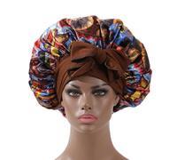 Cofano extra large in raso Cofano con stampa a coda lunga for donna Cuffia da doccia Cappelli da donna Cuffia for capelli for dormire (Color : Dark brown, Size : Free size)