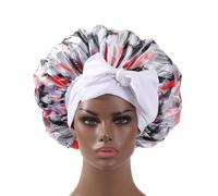 Cofano extra large in raso Cofano con stampa a coda lunga for donna Cuffia da doccia Cappelli da donna Cuffia for capelli for dormire (Color : White, Size : Free size)