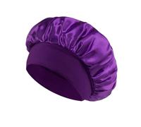 Cofano for capelli in raso da donna for dormire Cura dei capelli Cofani in seta Cappello for dormire a tesa larga solido con fascia elastica morbida(Deep Purple)