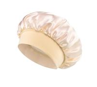 Cofano for capelli in raso da donna for dormire Cura dei capelli Cofani in seta Cappello for dormire a tesa larga solido con fascia elastica morbida(Beige)