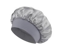 Cofano for capelli in raso da donna for dormire Cura dei capelli Cofani in seta Cappello for dormire a tesa larga solido con fascia elastica morbida(Gray)