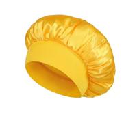 Cofano for capelli in raso da donna for dormire Cura dei capelli Cofani in seta Cappello for dormire a tesa larga solido con fascia elastica morbida(Yellow)