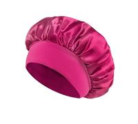 Cofano for capelli in raso da donna for dormire Cura dei capelli Cofani in seta Cappello for dormire a tesa larga solido con fascia elastica morbida(Rose)