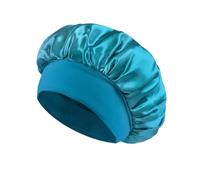 Cofano for capelli in raso da donna for dormire Cura dei capelli Cofani in seta Cappello for dormire a tesa larga solido con fascia elastica morbida(Light blue)