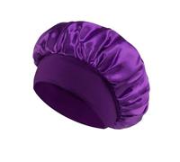 Cofano for capelli in raso da donna for dormire Cura dei capelli Cofani in seta Cappello for dormire a tesa larga solido con fascia elastica morbida(Purple)