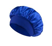 Cofano for capelli in raso da donna for dormire Cura dei Cofani in seta Cappello for a tesa larga solido con fascia elastica morbida per Home(Blue)