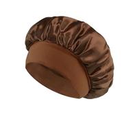 Cofano for capelli in raso da donna for dormire Cura dei Cofani in seta Cappello for a tesa larga solido con fascia elastica morbida per Home(Coffee)
