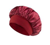 Cofano for capelli in raso da donna for dormire Cura dei Cofani in seta Cappello for a tesa larga solido con fascia elastica morbida per Home(Wine Red)