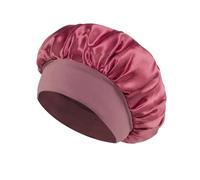 Cofano for capelli in raso da donna for dormire Cura dei Cofani in seta Cappello for a tesa larga solido con fascia elastica morbida per Home(Leather red)