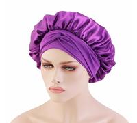 Cofano in raso solido con lacci larghi elasticizzati Cura dei capelli lunghi Cappello for il sonno notturno delle donne Regolare il berretto for lo styling dei capelli Berretto avvolgente for la testa