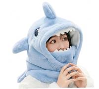 Cofano Requin 3 in 1, Custodia da Sci e Peluche con Protezione Integrata del Viso, Custodia Mignonne per Casco da Sci, Ideale per Gli Sport dell'Inverno, Il Cosplay e i cadeaux. Bonnet Bleu 3 en