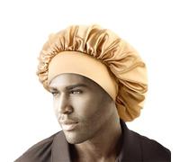 Cofano unisex Cappello a tesa larga in raso solido Cura dei capelli Cuffia for bagno for il sonno Fascia elastica morbida Avvolgimento for la testa Cuffia for sauna for salone di bellezza(Gold)