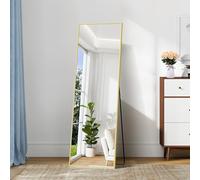 COFENY Specchio da Terra, 150 x 40 cm Specchio da Parete Grande con Cornice in Alluminio, Specchio da Terra da Appoggiare o Appendere per Soggiorno, Camera da letto, Soggiorno, Ingresso, Oro