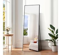 COFENY Specchio da Terra, 150 x 40 cm Specchio da Parete Grande con Cornice in Alluminio, Specchio da Terra da Appoggiare o Appendere per Soggiorno, Camera da letto, Soggiorno, Ingresso, Nero
