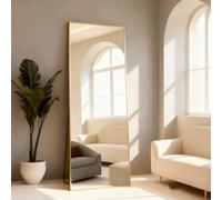 COFENY Specchio da Terra, 165 x 60 cm Specchio da Parete Grande con Cornice in Alluminio, Specchio da Terra da Appoggiare o Appendere per Soggiorno, Camera da letto, Soggiorno, Ingresso, Oro
