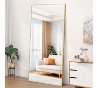 COFENY Specchio da Terra, 192 x 85 cm Specchio da Parete Grande con Cornice in Alluminio, Specchio da Terra da Appoggiare o Appendere per Soggiorno, Camera da letto, Soggiorno, Ingresso, Oro