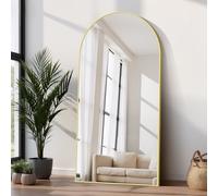COFENY Specchio da Terra ad Arco, 198 x 96 cm Specchio da Parete Grande con Cornice in Alluminio, Specchio da Terra da Appoggiare o Appendere per Soggiorno, Camera da letto, Soggiorno, Ingresso, Oro