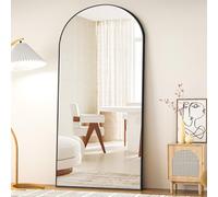 COFENY Specchio da Terra ad Arco, Specchio da Parete Grande con Cornice in Alluminio 192 x 85 cm, Specchio da Terra da Appoggiare o Appendere per Soggiorno, Camera da letto, Soggiorno, Ingresso, Nero