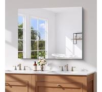 COFENY Specchio Senza Cornice, 100 × 75 cm Specchio da Parete Rettangolare con Bordi Lucidi, Specchi in Vetro HD, Specchio da Bagno Infrangibile per Bagno, Camera da Letto e Soggiorno