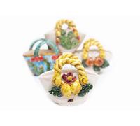 Coffa cestino in ceramica di caltagirone decorata a mano decoro limoni