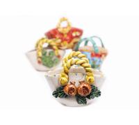 Coffa cestino in ceramica di caltagirone decorata a mano decoro melograno