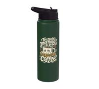 Coffee Addict Troppo mattina non abbastanza ufficio caffè Stainless Steel Insulated Water Bottle