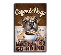 Coffee And Dogs Make The World Go Round - Quadro su tela da parete, stampa su tela, per ufficio, 40 x 60 cm