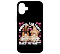 Coffee And Dogs Saying For Dog Mom And Dad Funny Gnomes Custodia per iPhone 16 Plus