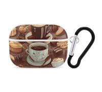 Coffee and Sweets Sugar Chocolate AirPods Pro 2, custodia protettiva rigida antiurto, per donne e uomini, compatibile con custodia Airpod Pro di 2a/1a generazione con portachiavi, bianco