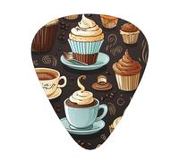 Coffee and Sweets Sugar Chocolate - Confezione da 12 plettri per chitarra con custodia, 0,46/0,71/0,96 mm, inclusi plettri sottili e medi spessi, per chitarre elettriche, basso, ukulele