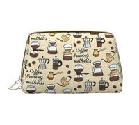 Coffee and Sweets Sugar Leather Hand Held Zipper Makeup Bag Cute Make Up Case Large Wide Open Pouch Pen Case, bianco, Taglia unica