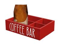Coffee and Tea Station Organizer - Snacks Syrup Stirring Sticks Cups Wood