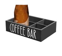 Coffee Bar Organizer, Wooden Beverage Station Box, Removable Divider Storage Tea and Cups, Compact Countertop Solution, for Kitchen, Home, Desk, Apartment, Hotel, Travel, Bathroom