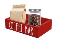 Coffee Bar Organizer, Wooden Beverage Station Box, Removable Divider Storage Tea and Cups, Compact Countertop Solution, for Kitchen, Home, Desk, Apartment, Hotel, Travel, Bathroom