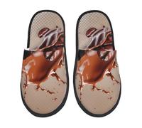 Coffee Beans Chocolate Splash Print Pantofole Comode Pantofole Da Casa Antiscivolo Ciabatte Da Viaggio Per Hotel Esterno Interni L
