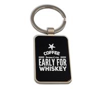 Coffee Because It's Too Early For Whisky Life Style Funny, Portachiavi in vetro nero, portachiavi personalizzato
