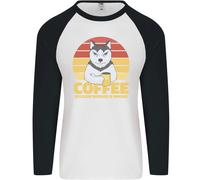 Coffee Because Murder Is Wrong Funny Dog Uomo L/S Baseball T-Shirt