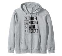 Coffee Boccia Wine Repeat Quote Boccia Player Balls Boccia Felpa con Cappuccio