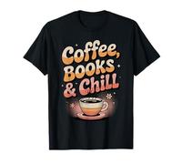 Coffee Books And Chill Retro Book Lover Lettori Fan della Caffeina Maglietta
