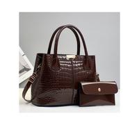 (Coffee)Borsa a tracolla singola versatile stampa coccodrillo con stile chic e ampio spazio di archiviazione