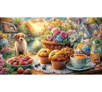 Coffee_cake_and-art-supplies-on-a-colorful-table Puzzle per adulti 1000 pezzi Puzzle Gioco stimolante per decorazione murale e regali Idea regalo perfetta Giochi educativi 38x26/1000 pezzi